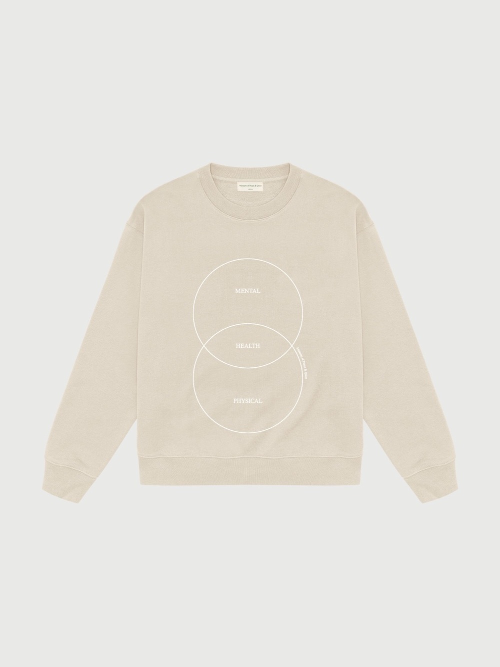 Museum Of Peace & Quiet NWT Heather Crewneck Taupe Unisex Ribbed Trim Oversized
